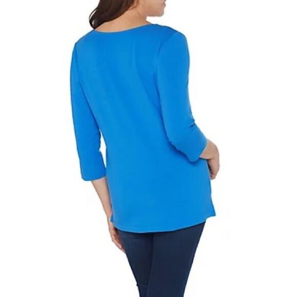 Belle Kim Gravel TripleLuxe Knit Silvertone Zip Top - Picture 3 of 5